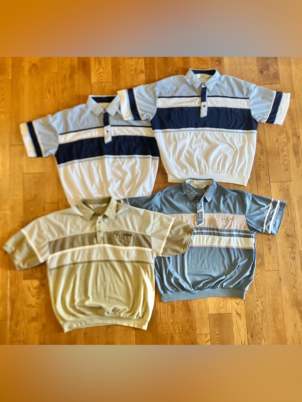 Vintage 4 Classics by Palmland Banded Shirt Men's All XL Retro Striped Polo Lot